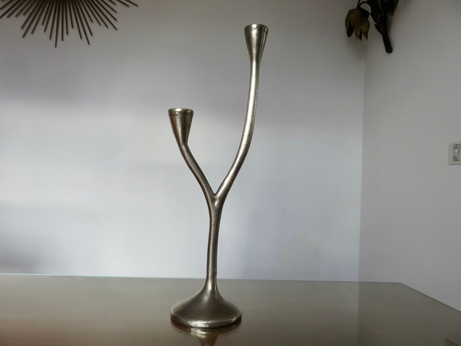 Modernist candle holder in solid bronze 1970