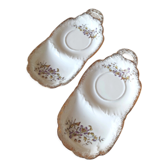 2 assiettes petit déjeuner XIXème en porcelaine