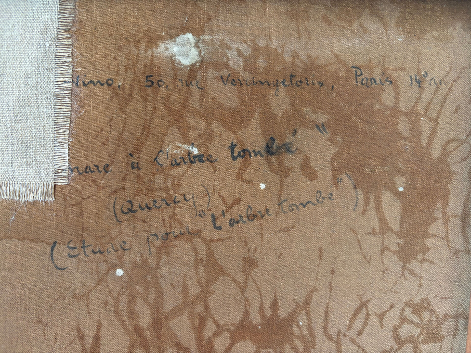"Study for the fallen tree" oil on canvas signed 1925