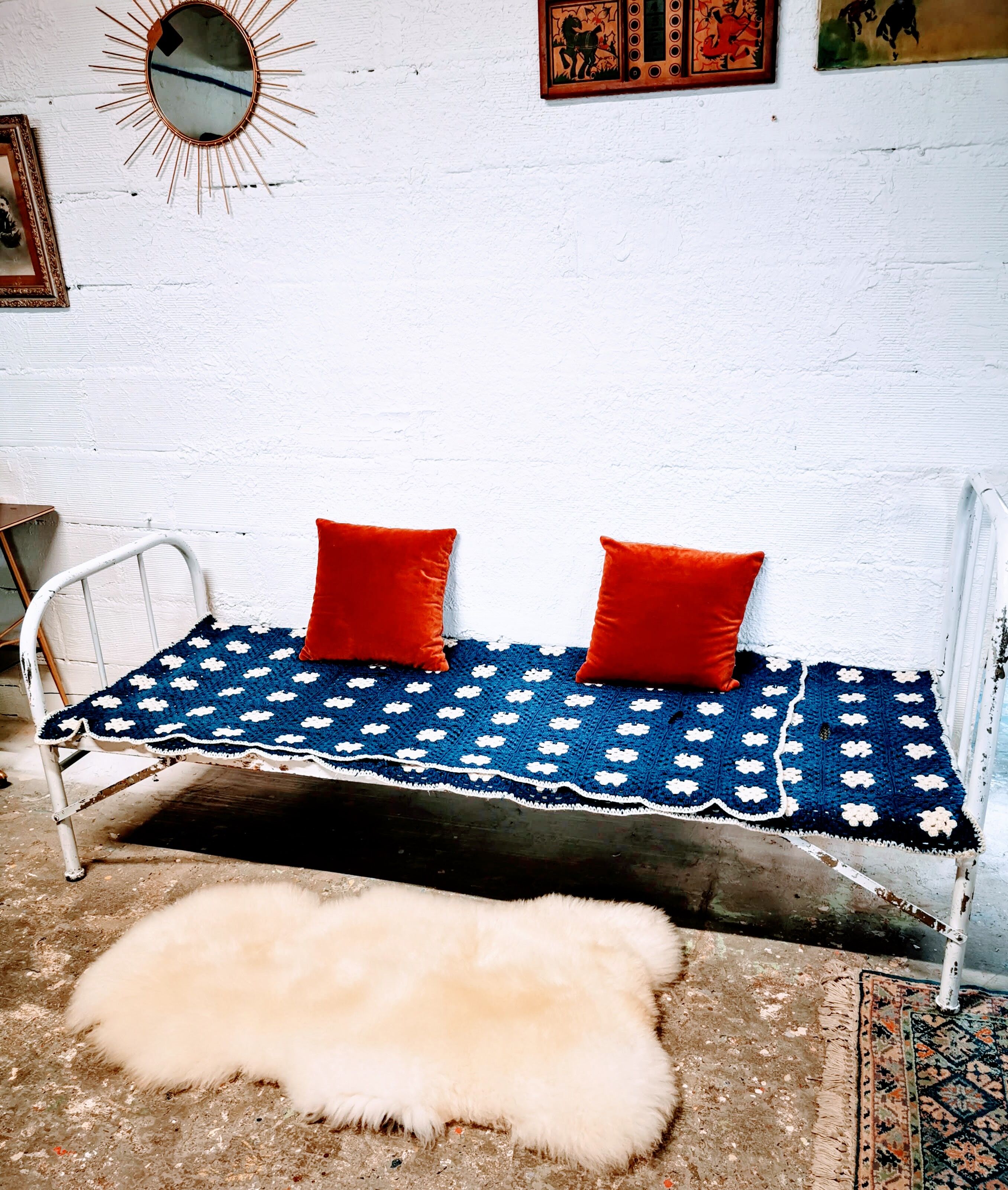 Folding iron boarding school bed