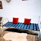 Folding iron boarding school bed