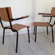 Pair of tubular metal armchairs 1954