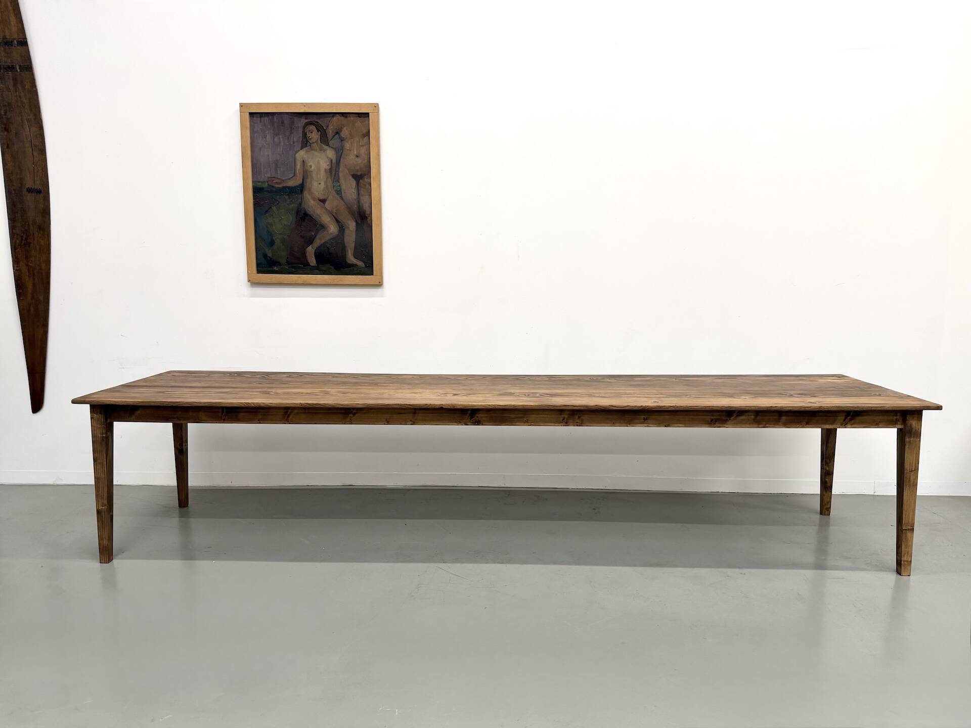 Large XXL Farm Table in Pine – Tapered Legs – L367 cm