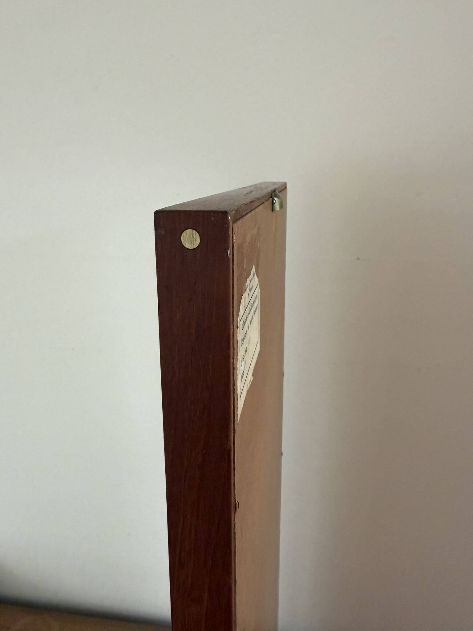 Beautiful vintage Danish teak mirror with mittered edges and nice brass det
