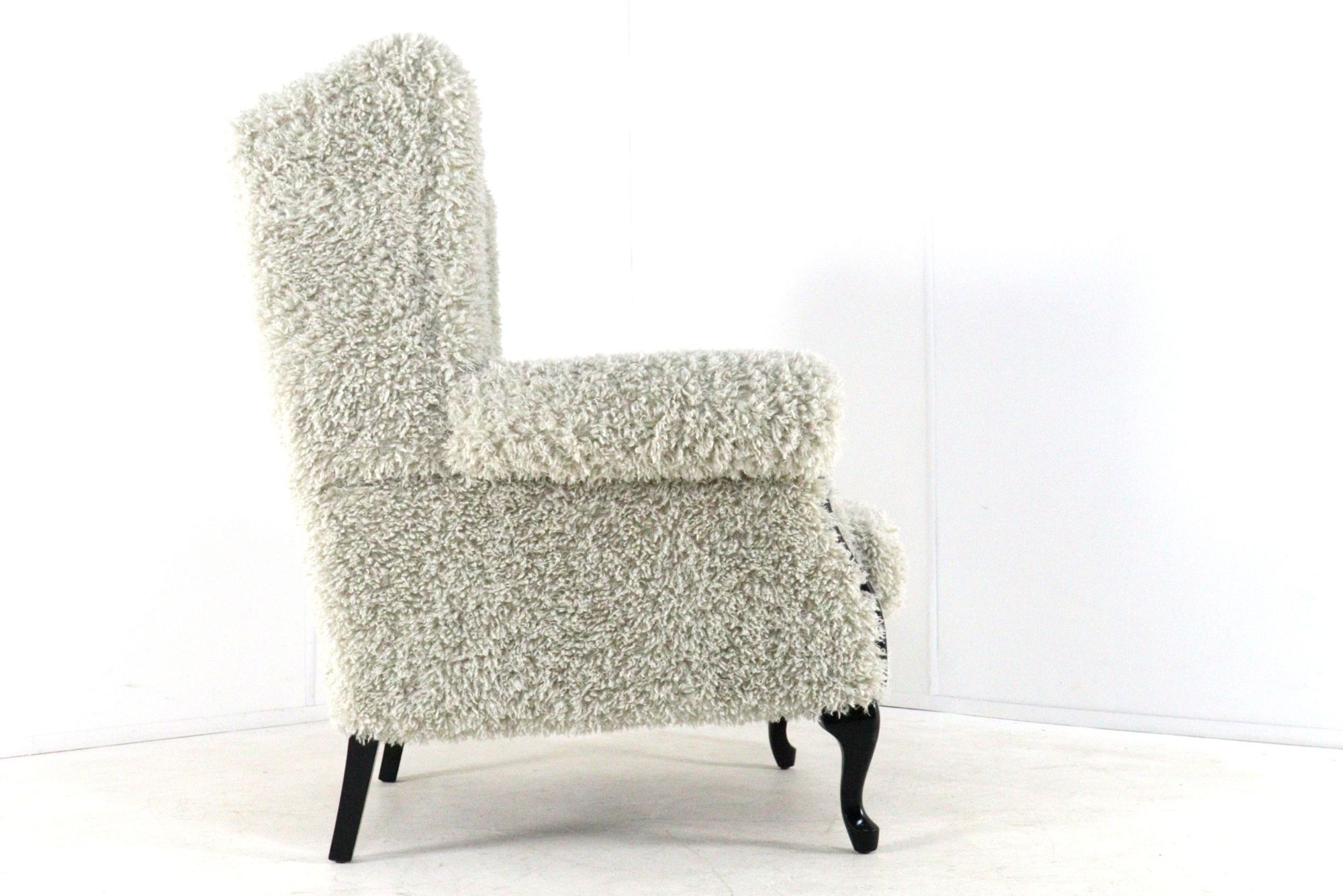 Armchair chair hairy Doodle retro fully restored - new upholstery