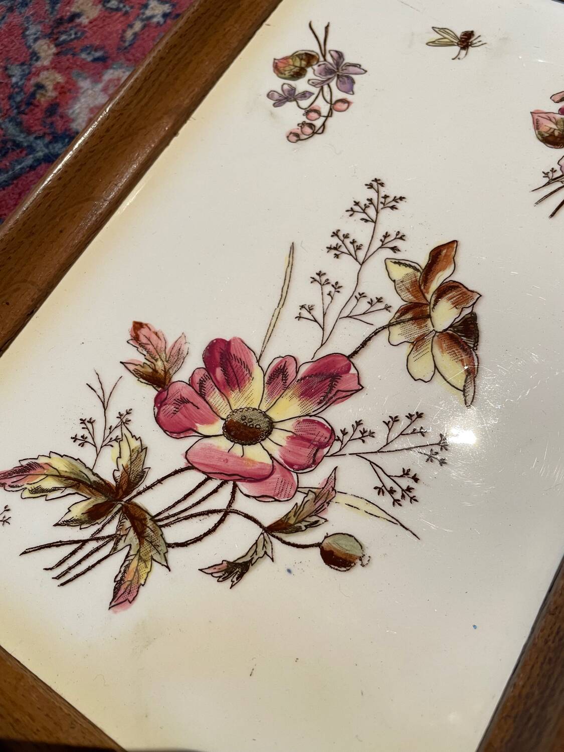 Old wood and ceramic tray 1900