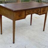 Louis XVI desk in solid wood and burgundy leather