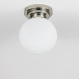 Large opaline glass globe ceiling lamp in Art Deco style.