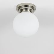 Large opaline glass globe ceiling lamp in Art Deco style.