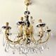 Large Russian chandelier in blue ceramic and crystal pendants, mid-20th century