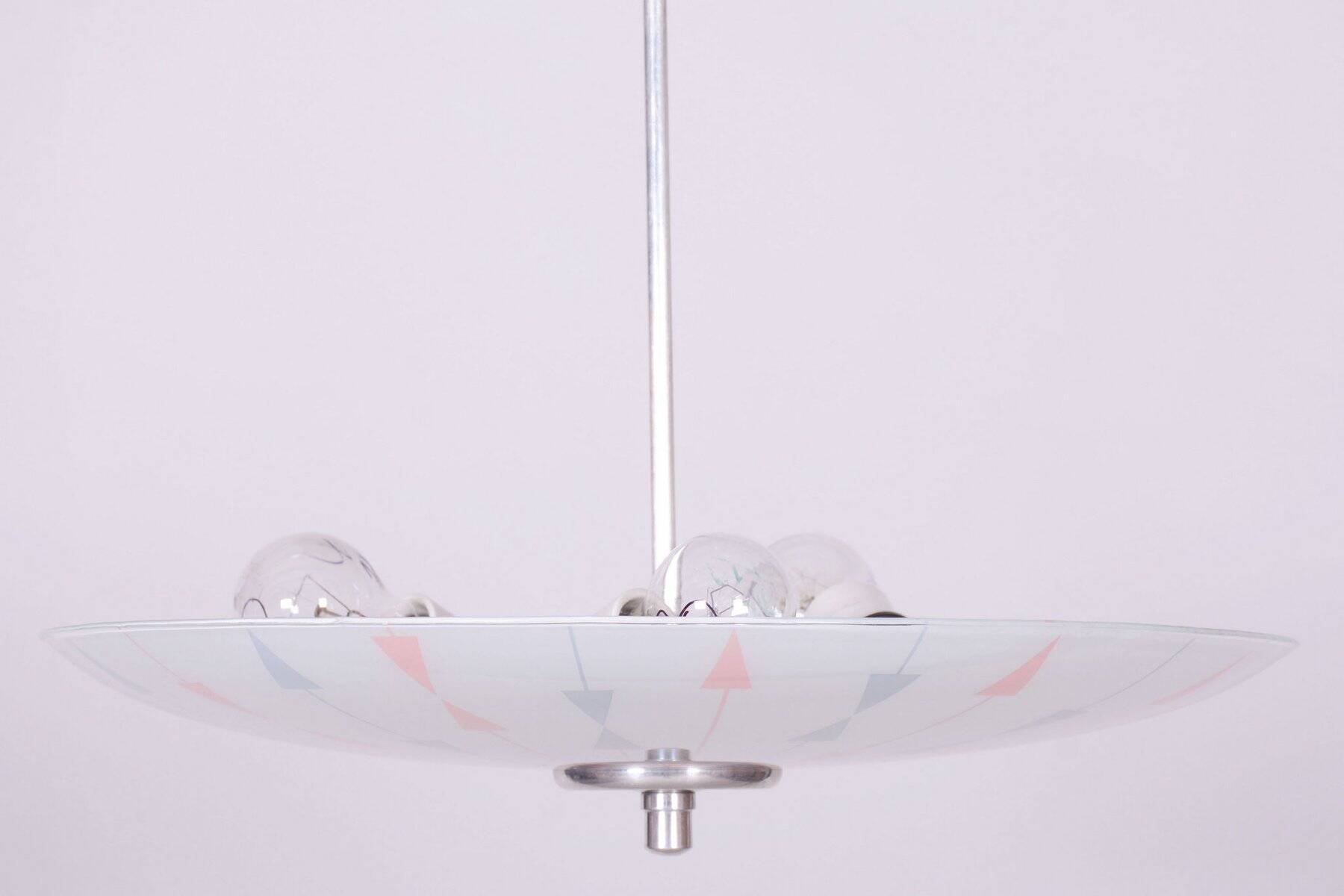Mid-Century Chandelier in Chromed Steel by Napako, Czech, 1950s