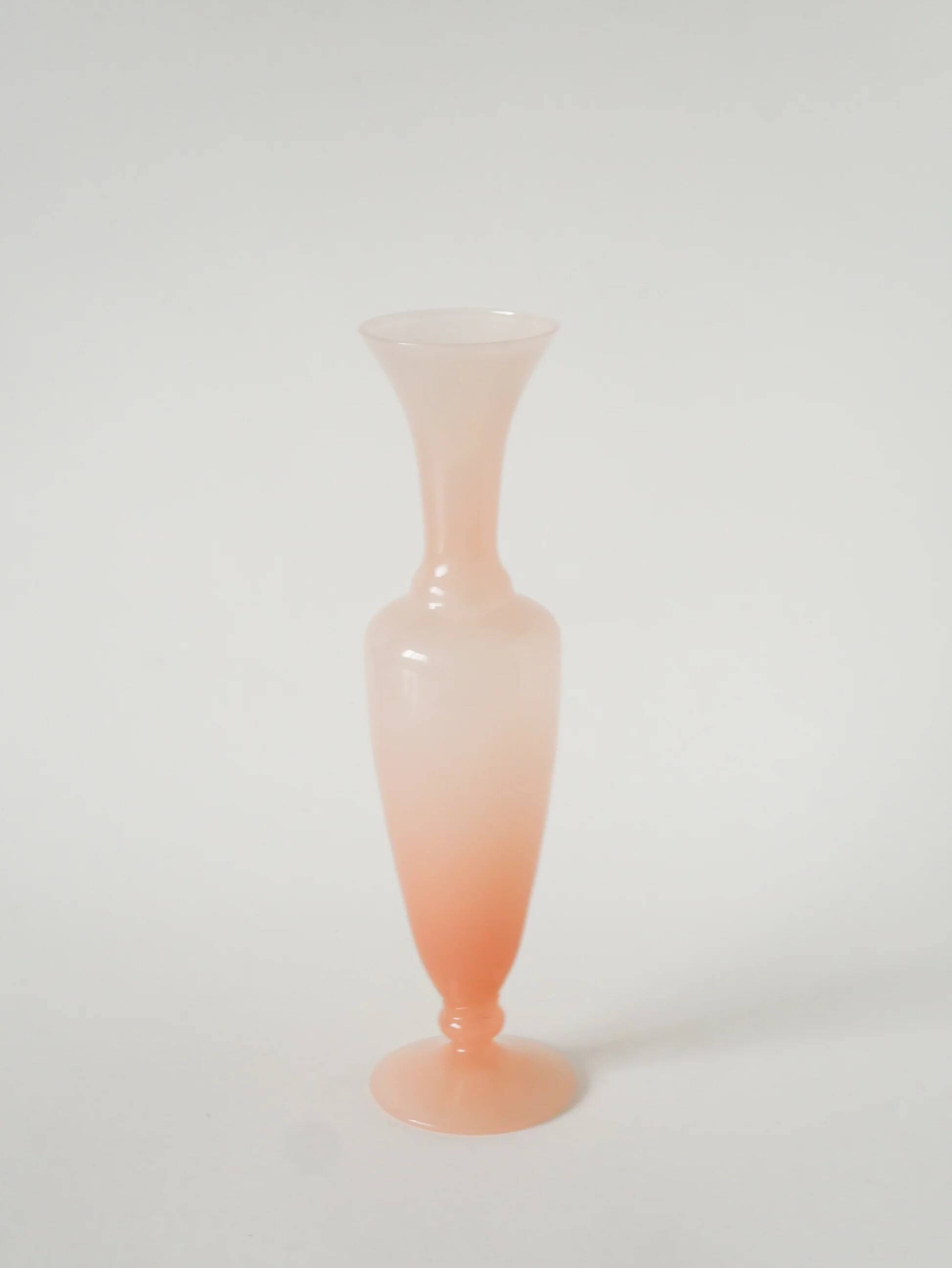 Opaline vase, pale pink, 1970 - 26.5 x 7 cm
