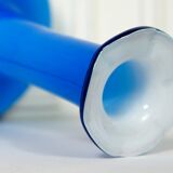 Flattened blown glass corolla vase