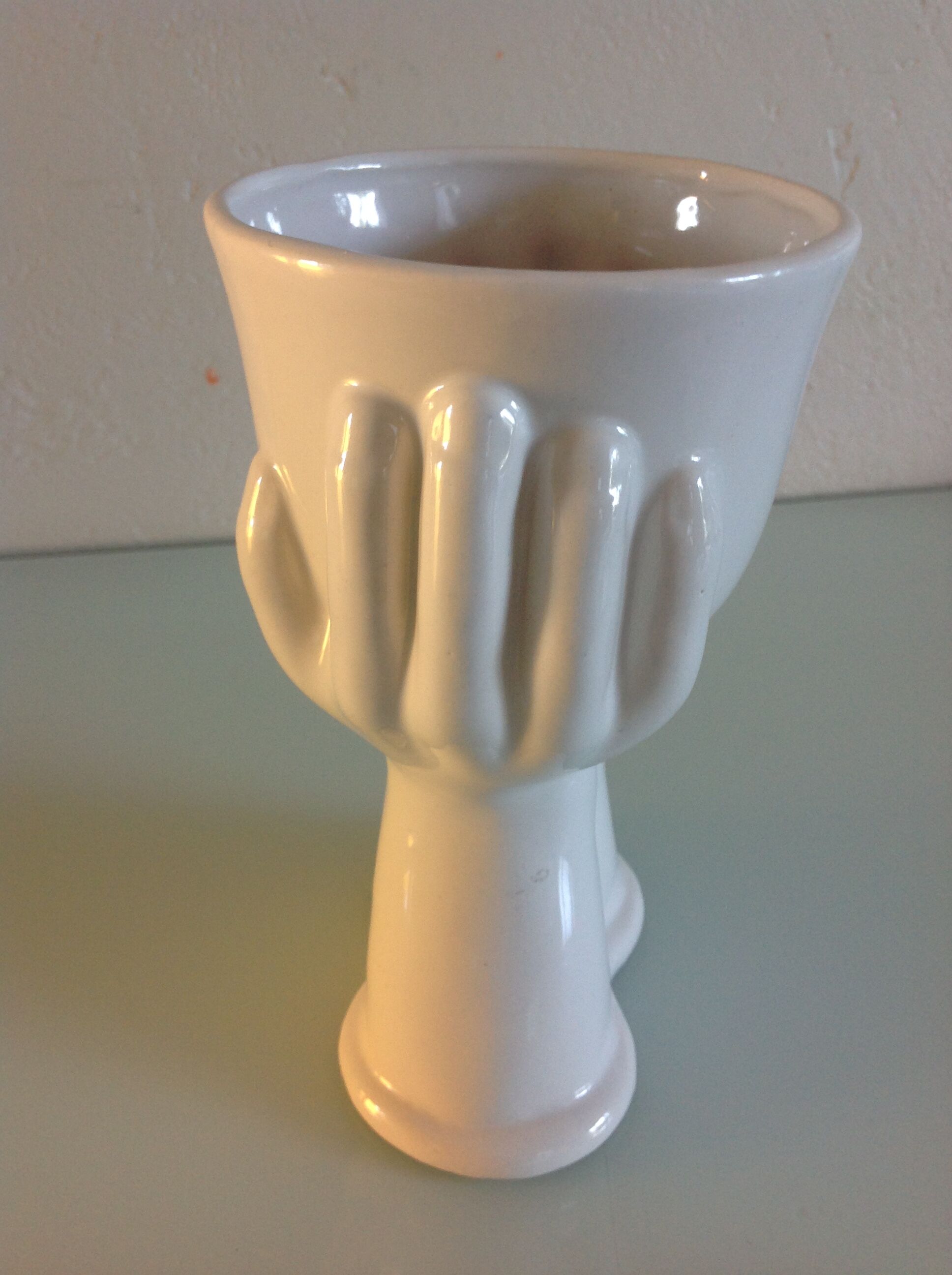 Vase Bowl shape of hands white ceramic vintage