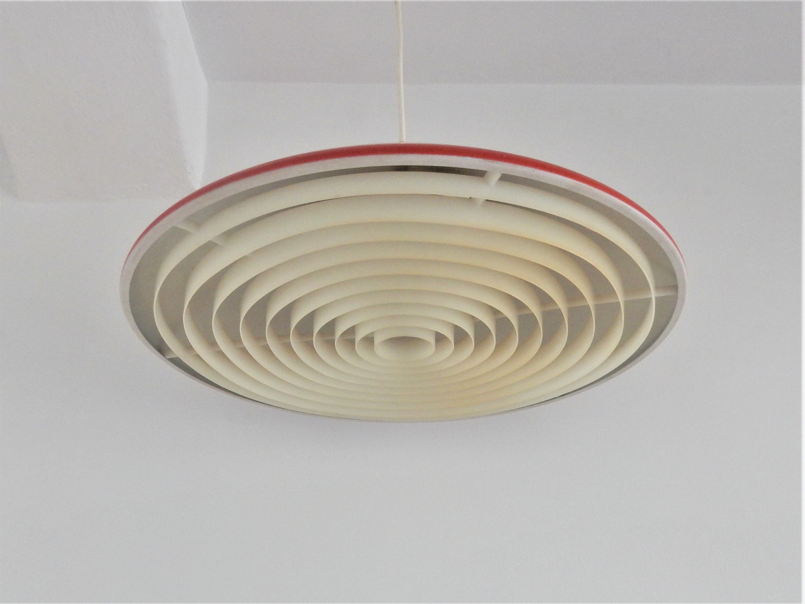 Danish red metal pendant lamp by Preben Fabricius & Jørgen Kastholm for Nordisk Solar, 1960s