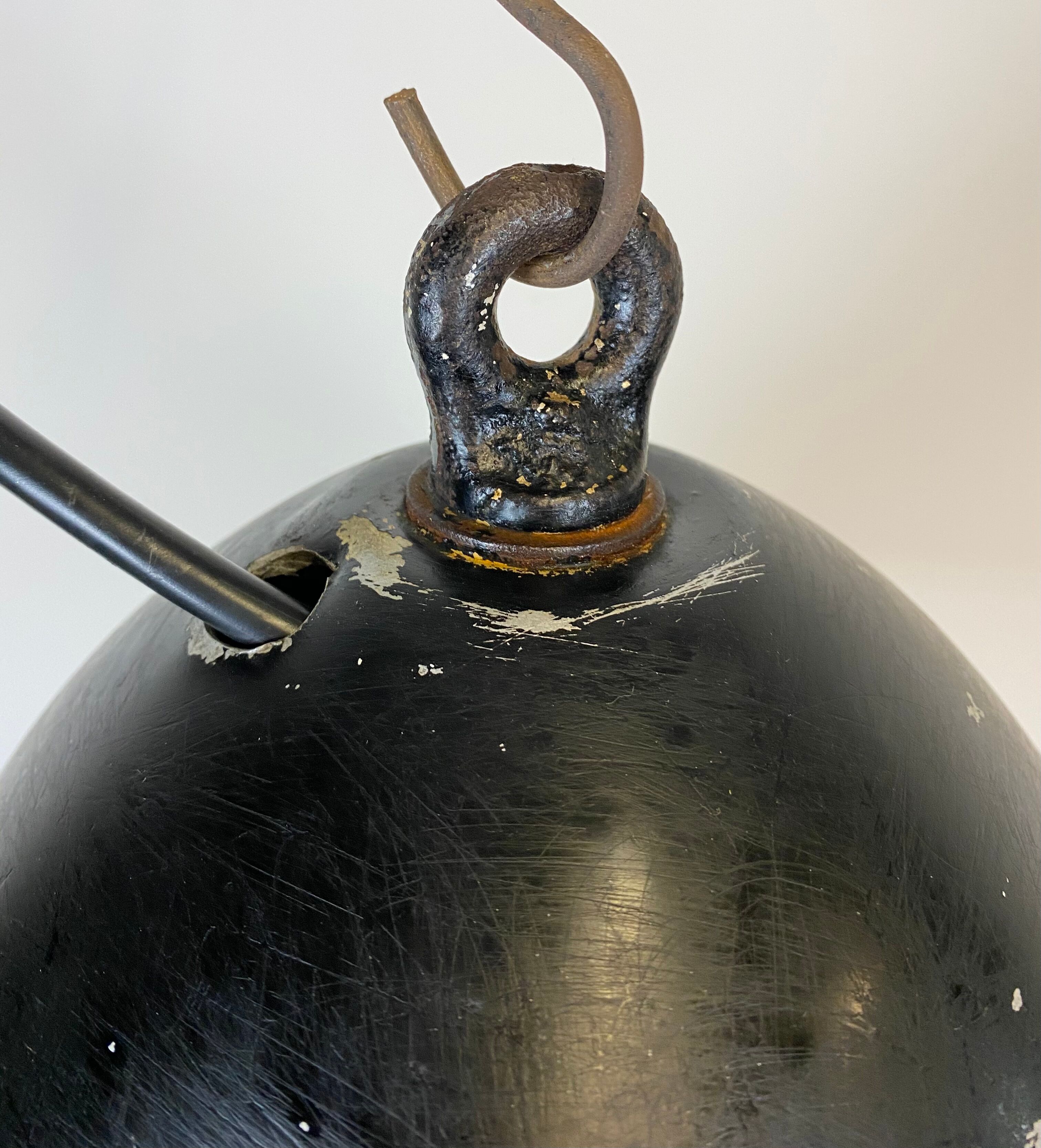 Vintage Grey Enamelled Hanging Lamp