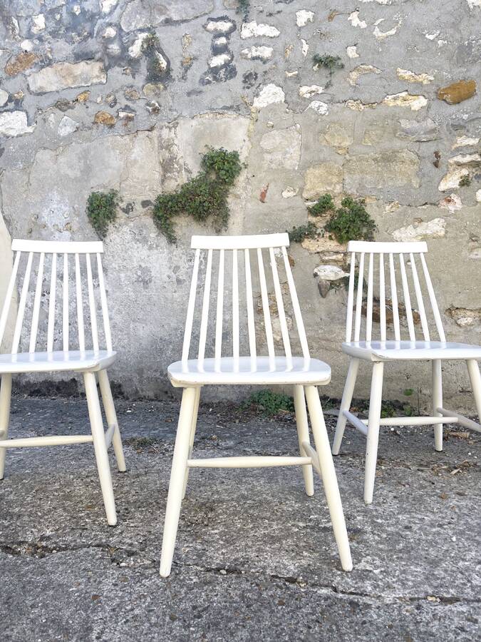 3 IKEA slatted chairs, 1960