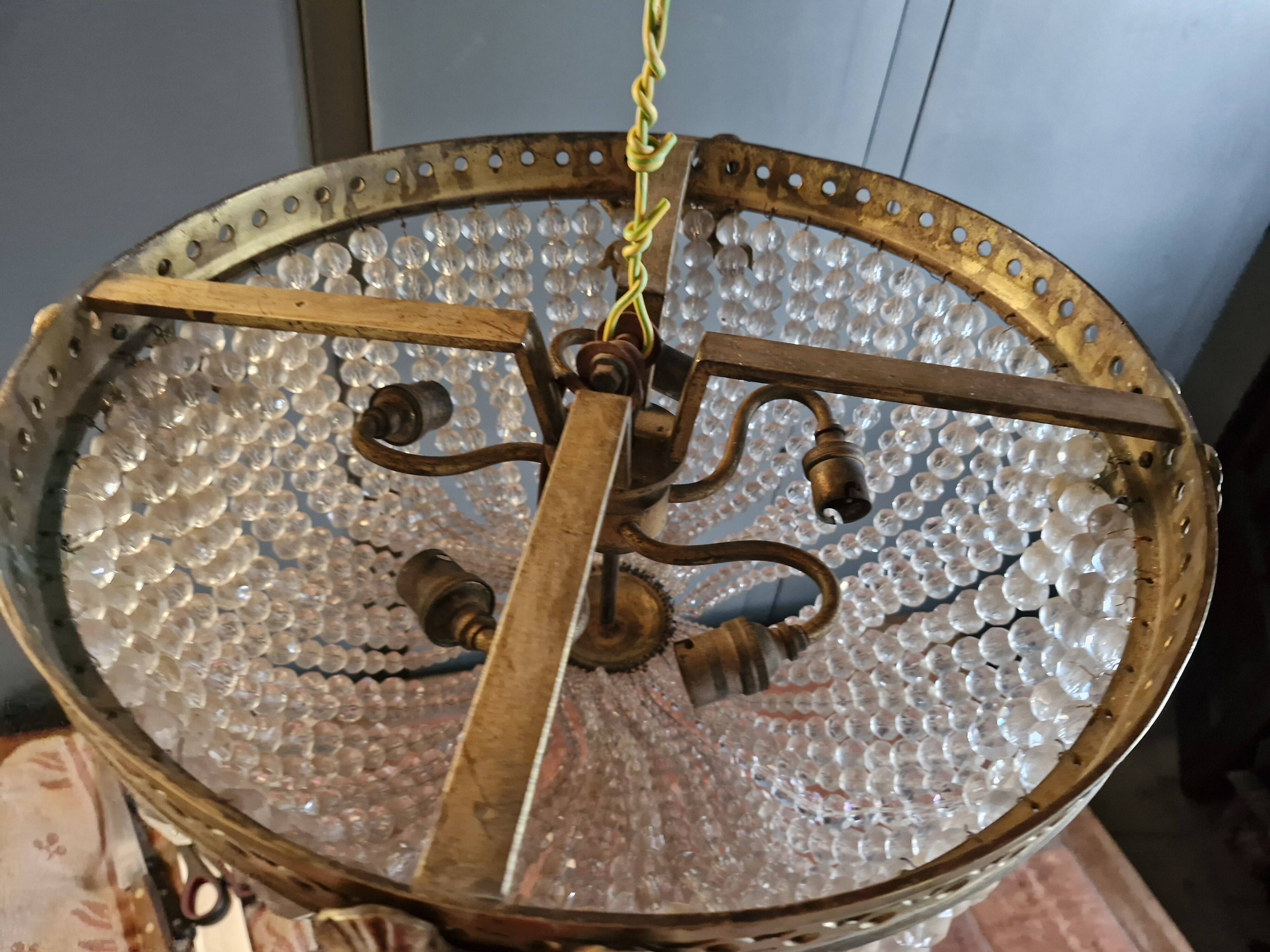 Large ceiling light Demi Montgolfière in bronze with 5 lights - 19th century period