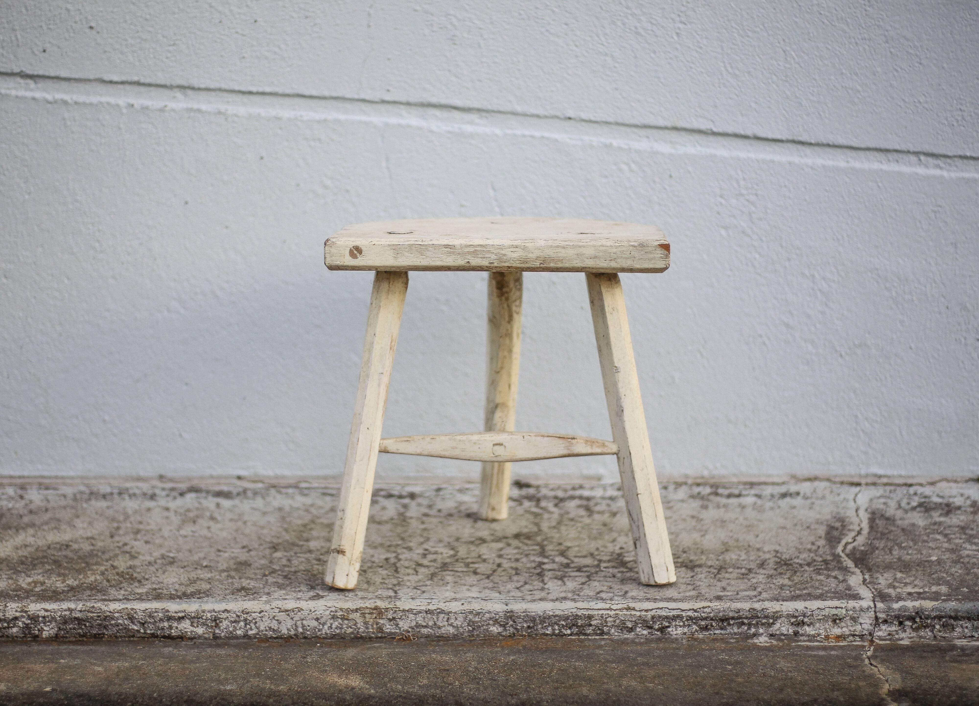 Tripod stool, wooden stool, milking stool, antique stool