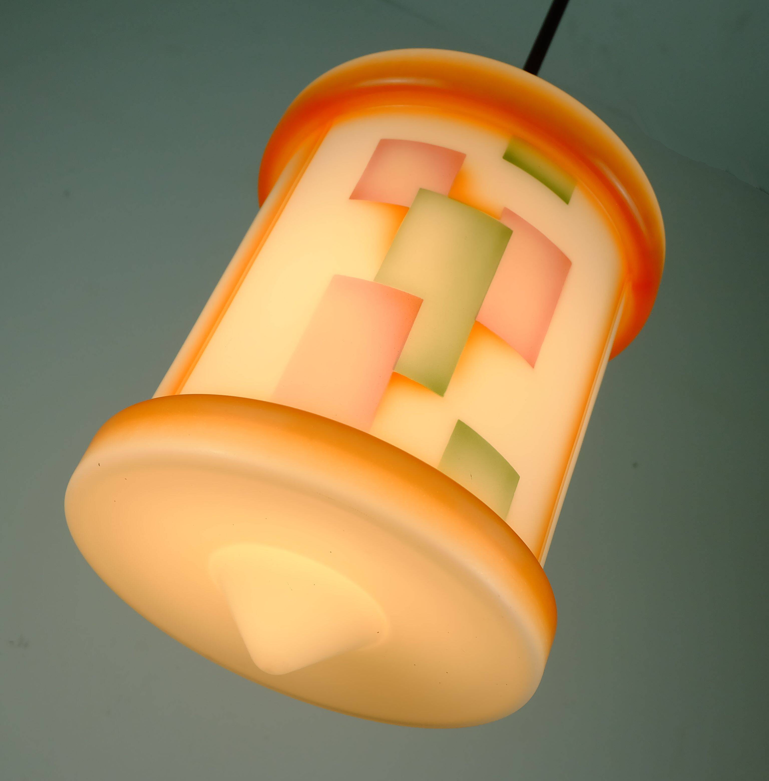 Art déco glass pendant light airbrush 1920s 30s avantgarde design