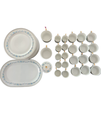 Service Vaisselle Limoges Letang & Rémy - Porcelaine Bleue, Motif Abstrait