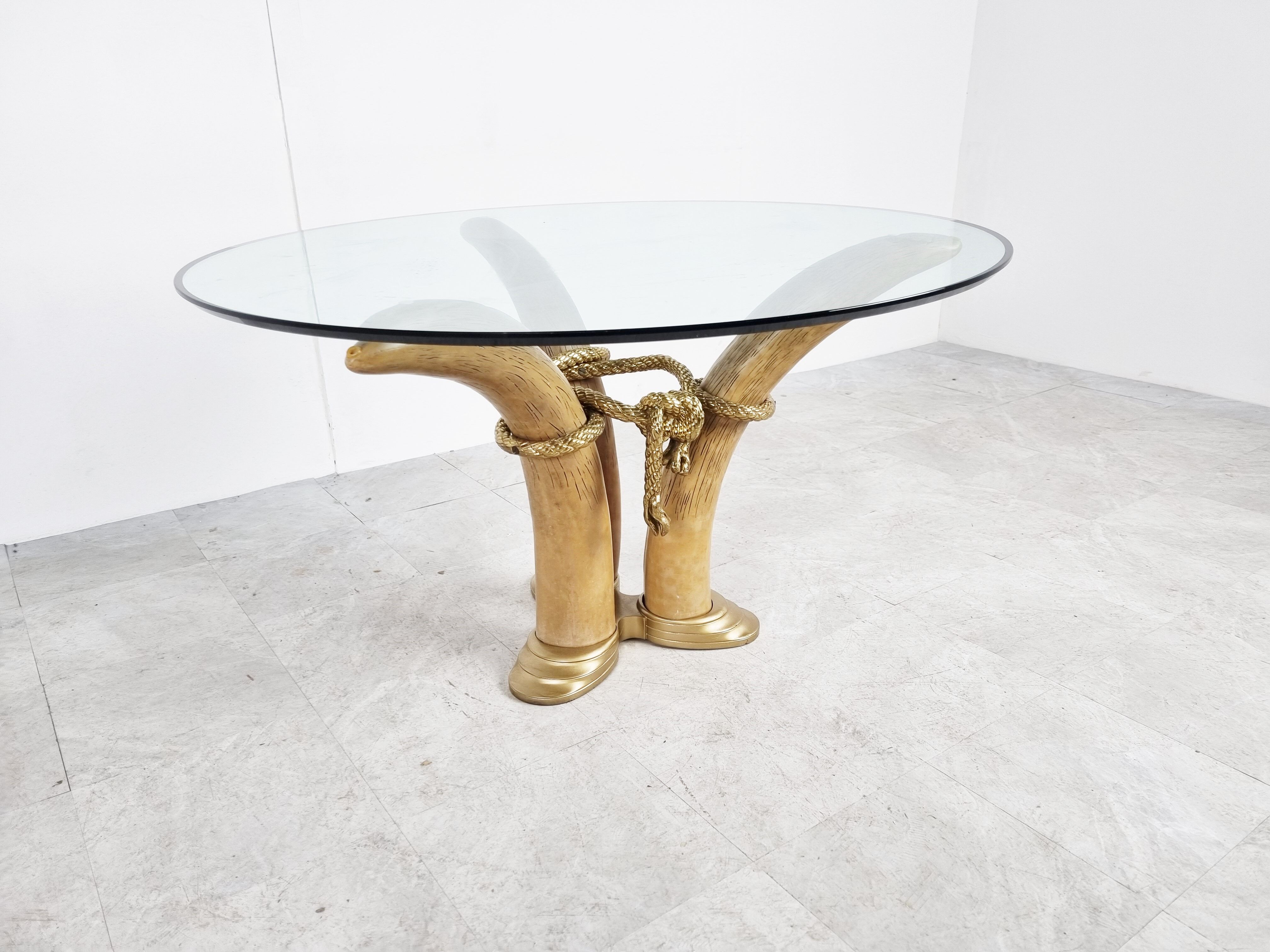 Vintage faux tusk center table or side table, 1970s