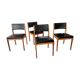 Set of 4 chairs scandinavian style wood and skaï black
