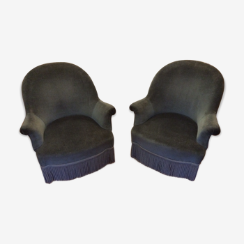 Paire de fauteuils crapauds vert