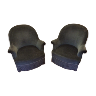Paire de fauteuils crapauds vert