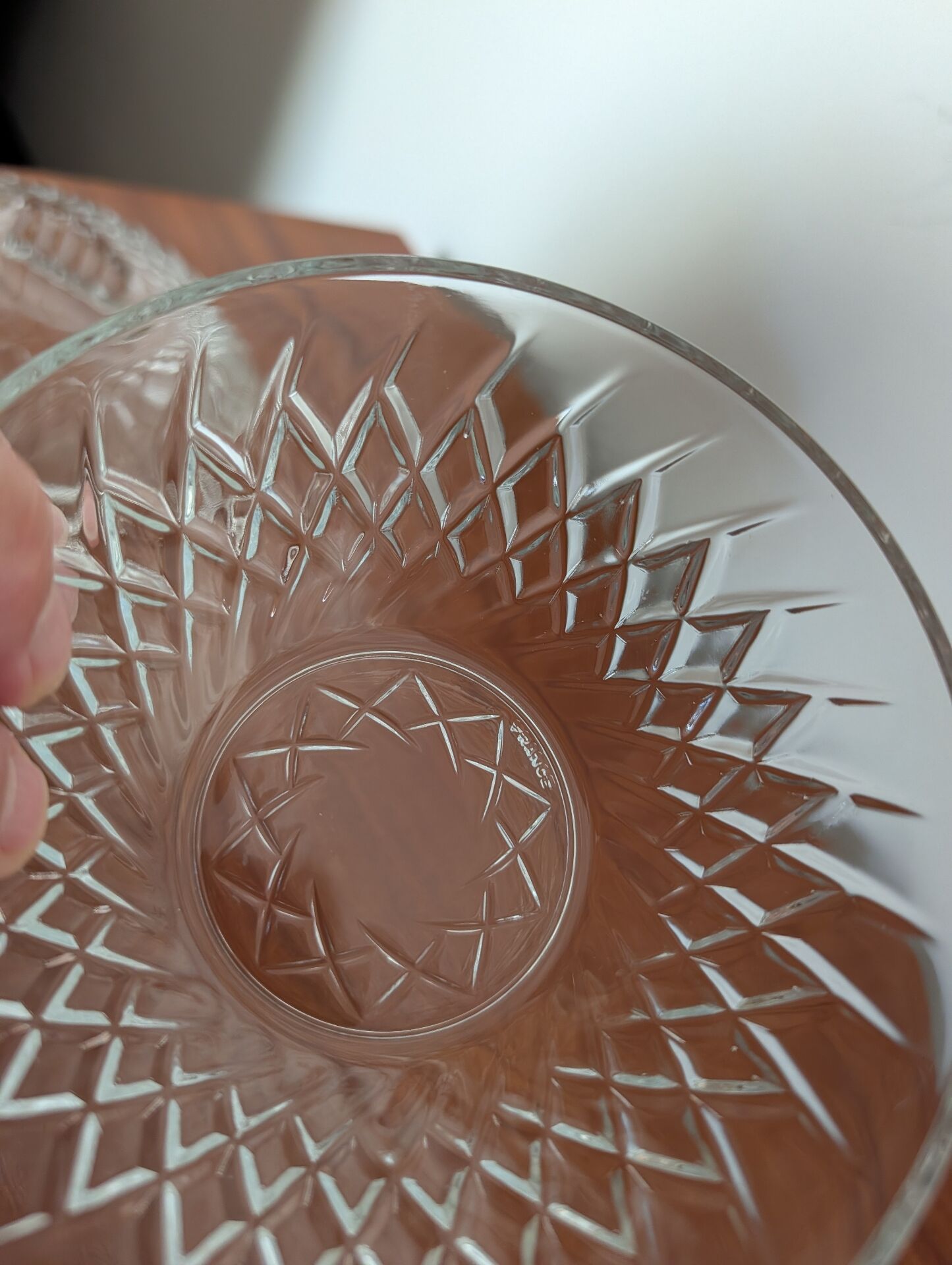 Arcoroc "Diamant" pressed glass sugar bowl – 1970s