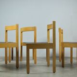 Vintage oak DUTCH DESIGN dining chairs in modern minimalist style, 1960s