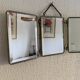 Miroir vintage 1910 triptyque barbier fleur de lys doré - 22 x 50 cm