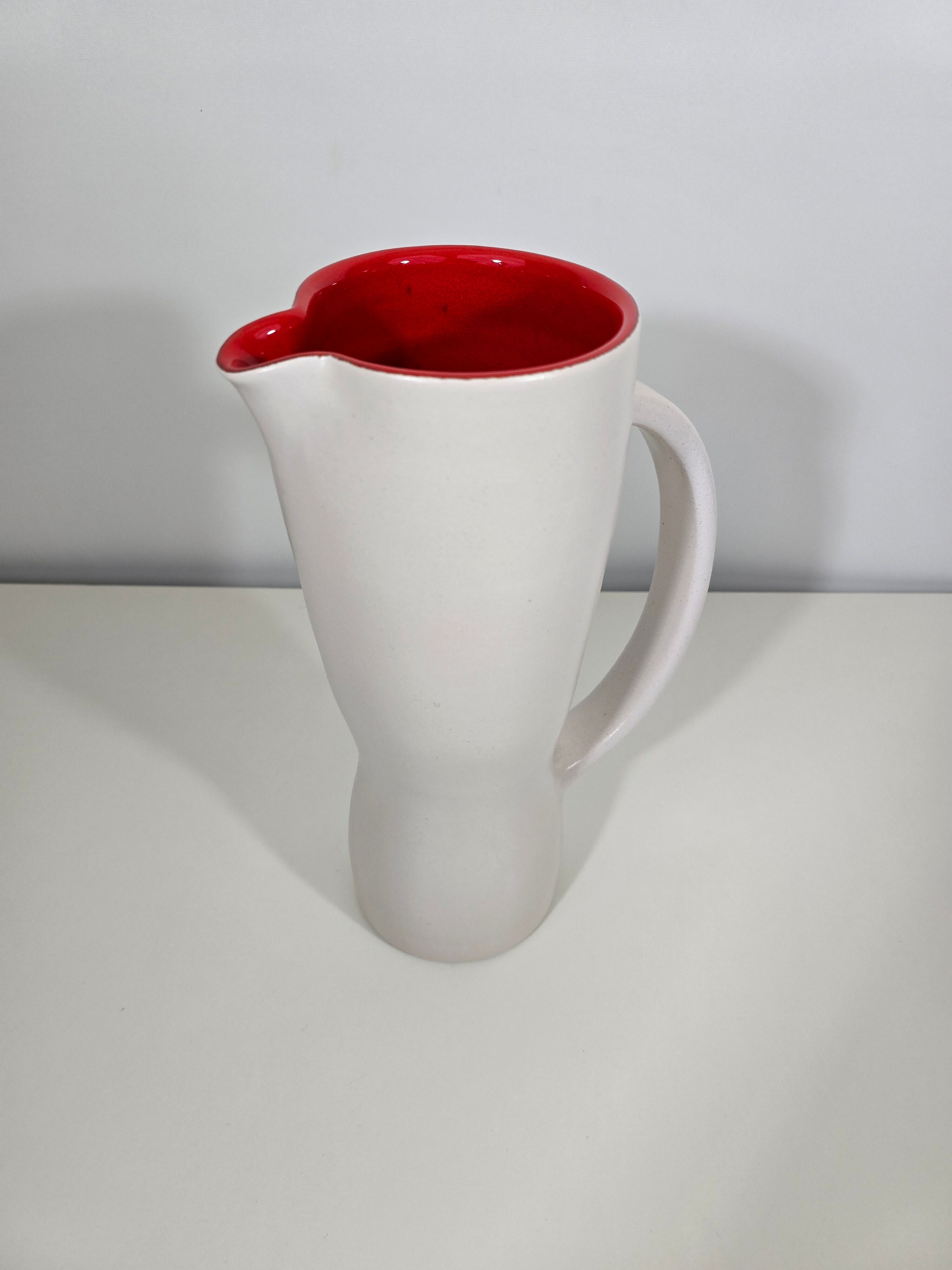Jug and 12 ceramic cups model 1059 by Pol Chambost from around 1950.
