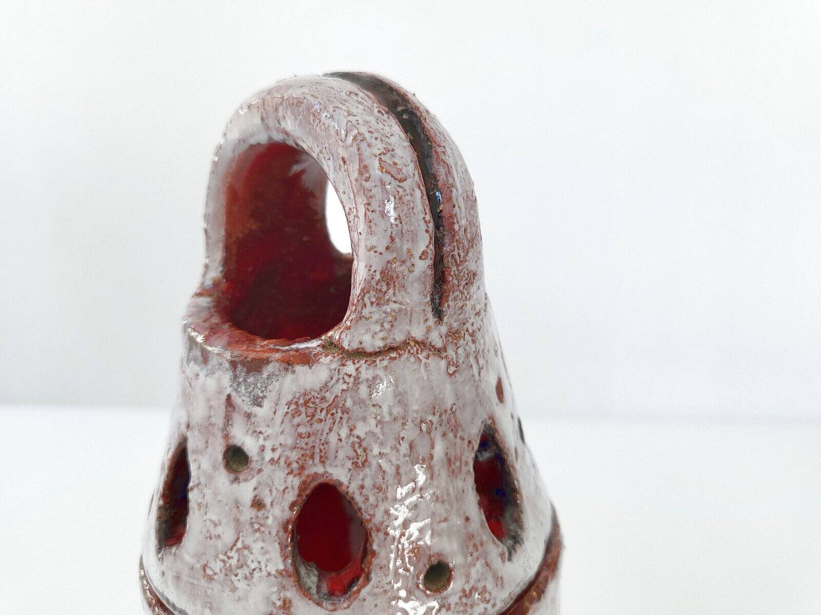 Vintage ceramic terracotta glazed candle holder - 1970s