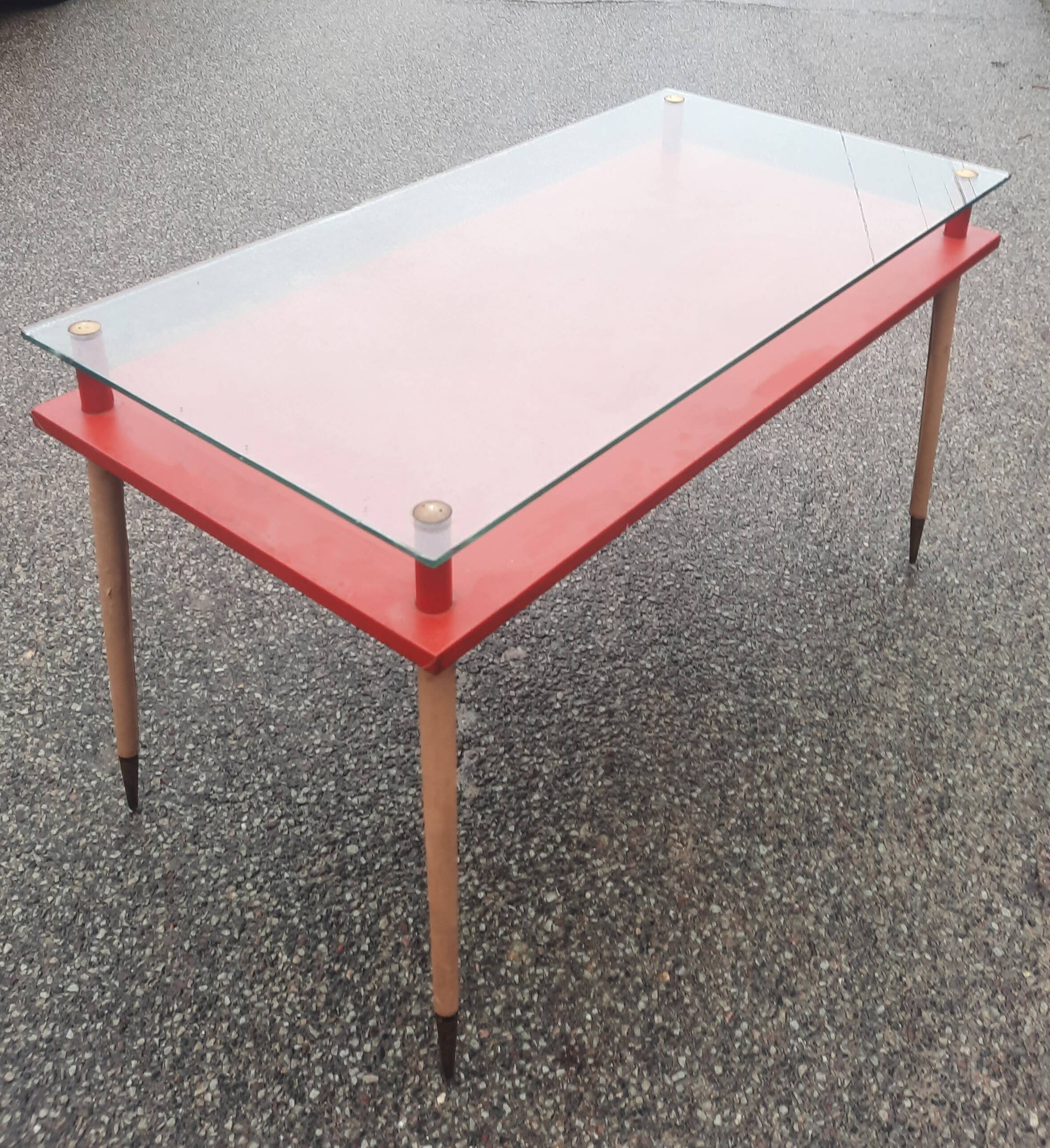 Vintage desk table with tapered legs