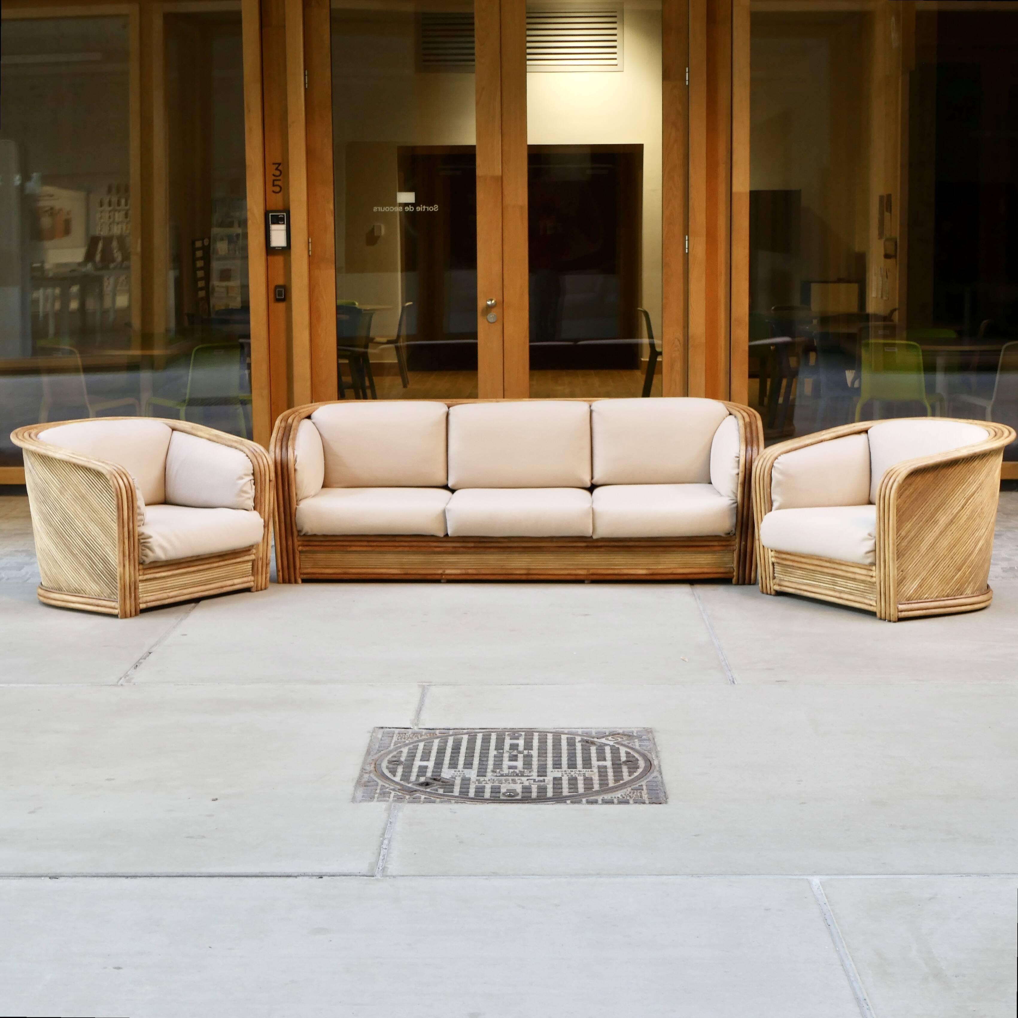 Maugrion rattan sofa for Roche Bobois, 1970s