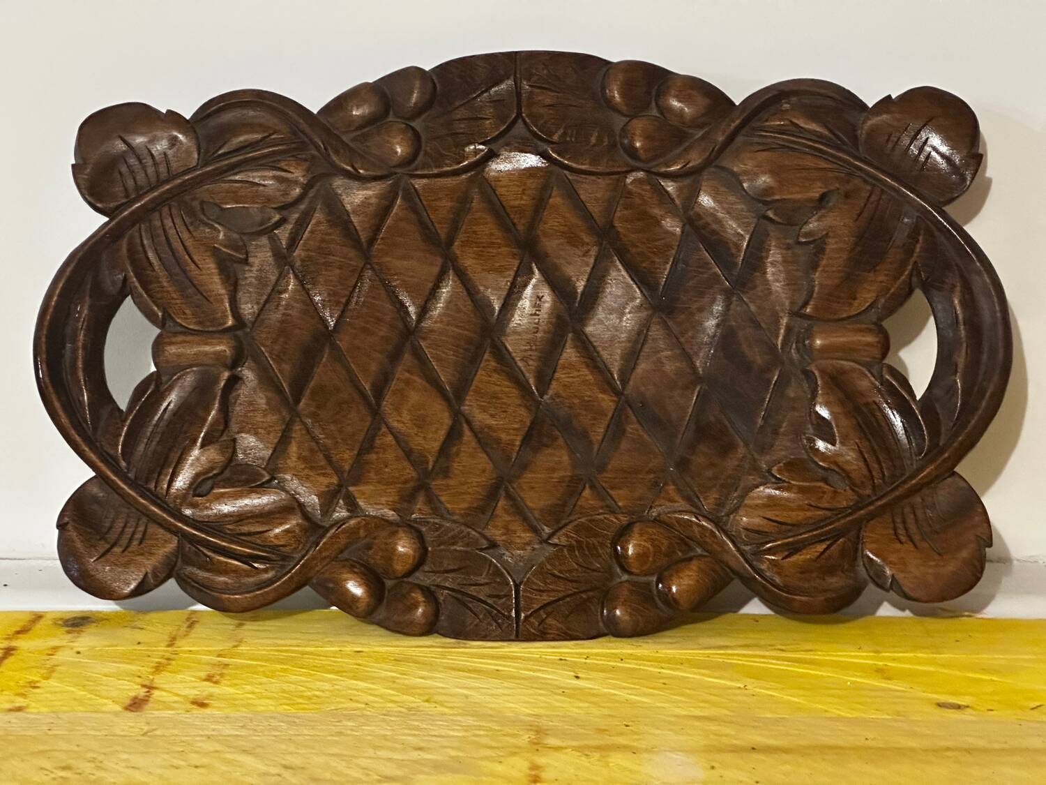Basket or Pocket Emptying from the 1950s in Carved Wood signed A. Bouchez