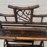 Bamboo shelf with four shelves with Asian decor, 20th century