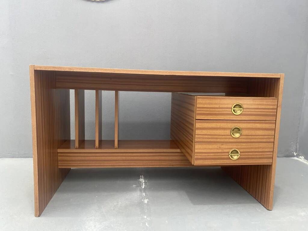 Writing desk, vintage wooden desk, 1980s, Czechoslovakia