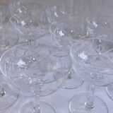 Service Champagne glass cut crystal lot of 11 stemmed glass
