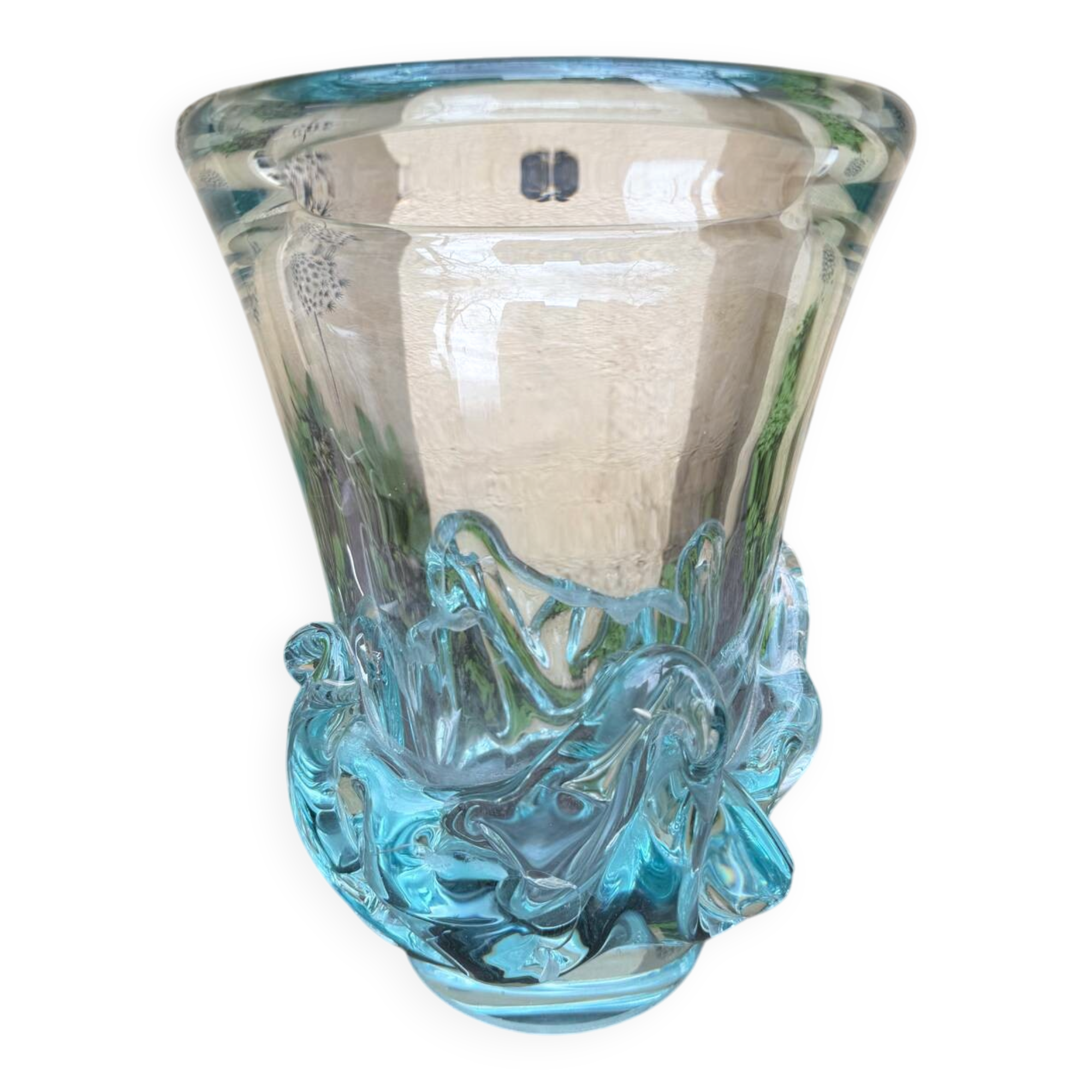 Large Daum Nancy vase Lorraine cross blue Sorcy model 1930