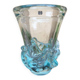 Large Daum Nancy vase Lorraine cross blue Sorcy model 1930