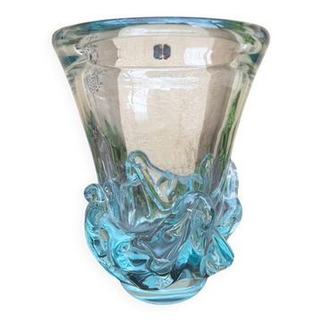 Gros vase daum Nancy croix de lorraine bleu modèle Sorcy 1930