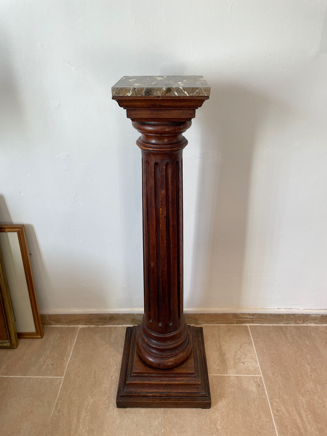 Sellette colonne xixeme en bois