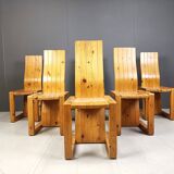 Chaises de salle à manger vintage en bois de pin finlandais, années 1970