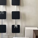 Large modernist wall coat rack in wood and metal, 1970s design.