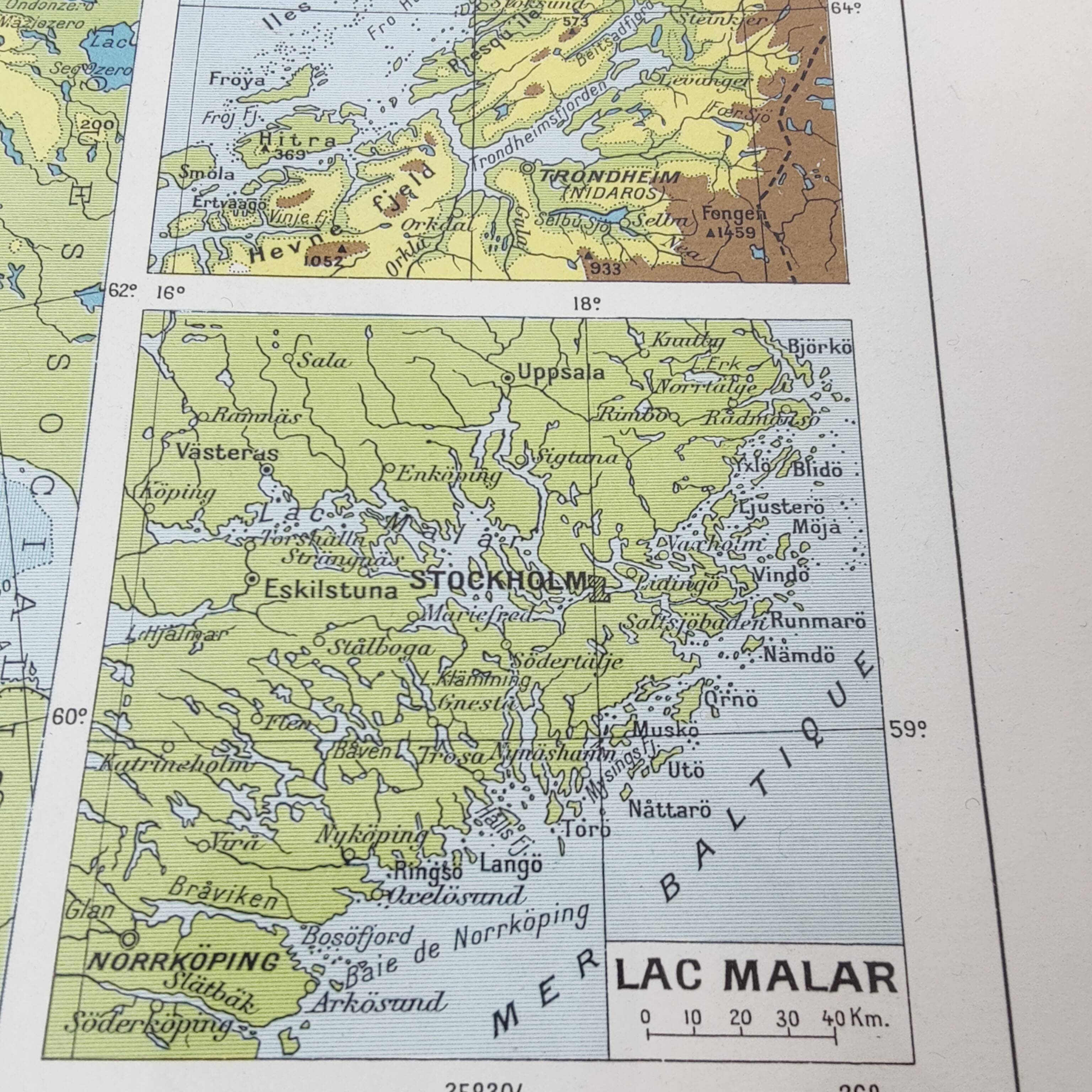 Vintage map Scandinavia Norway Sweden Finland 43x43cm from 1950