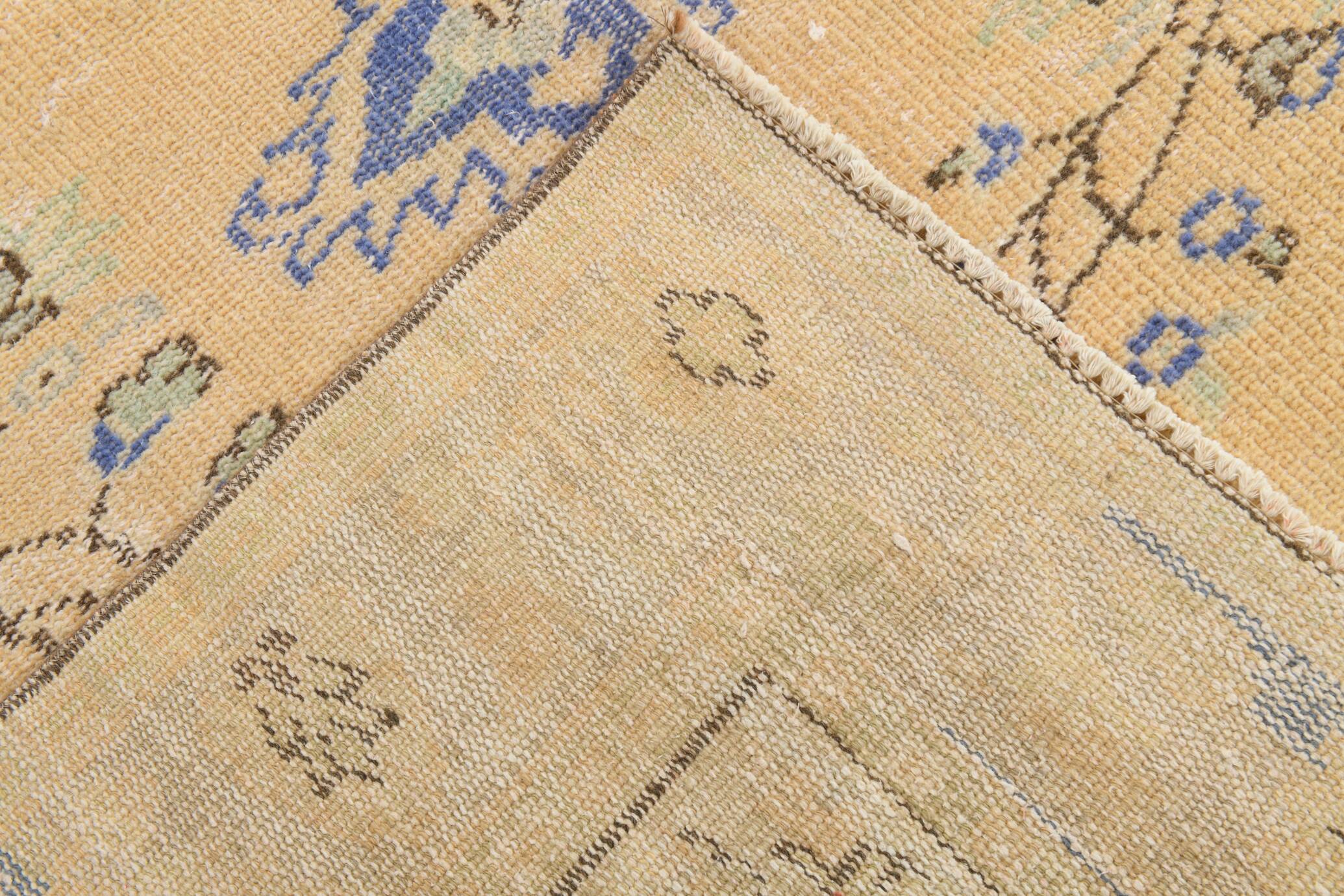 5x8 Rug For Living Room Yellow Blue Vintage Rug, 170x253Cm