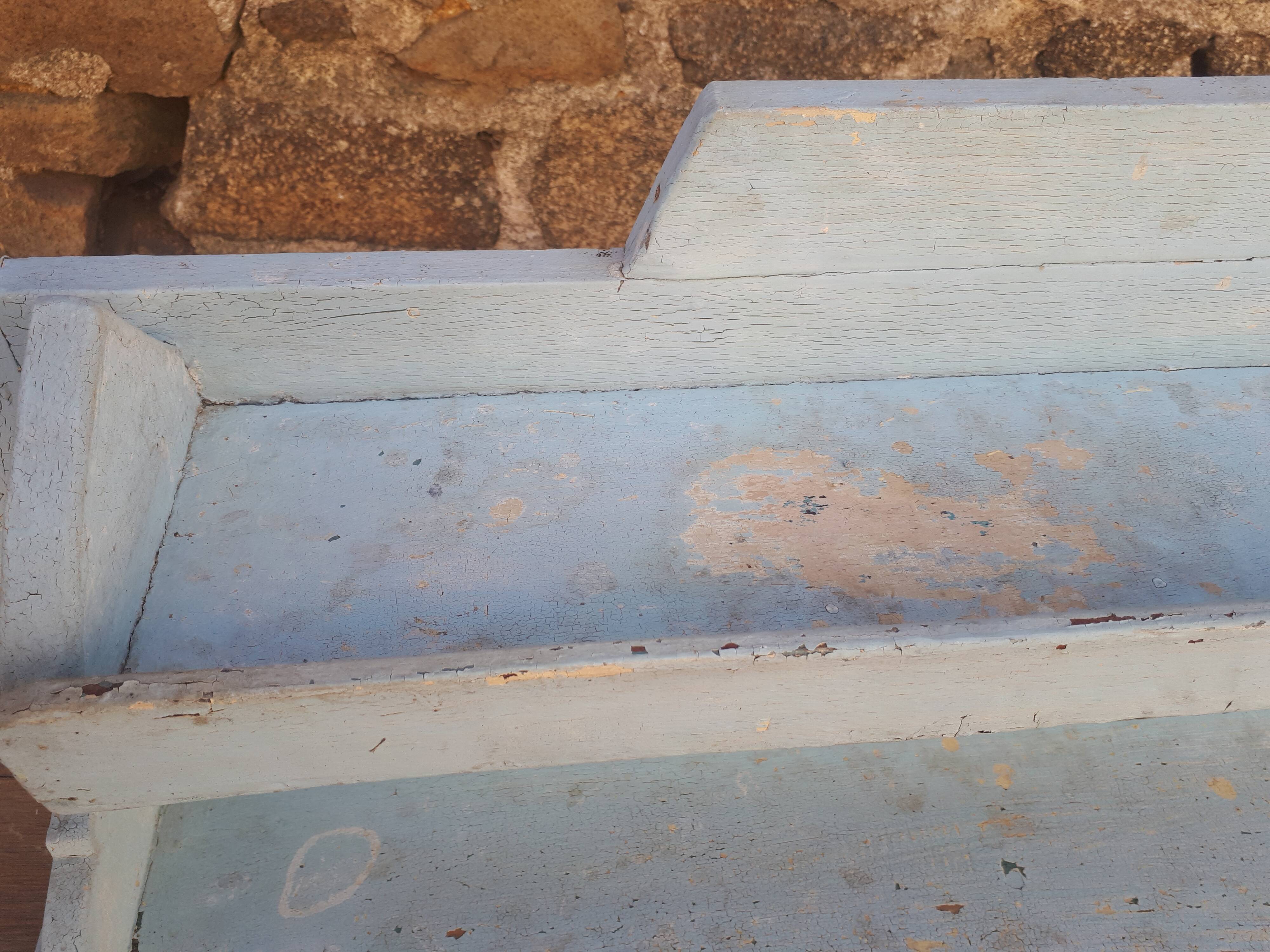 Blue wooden wall shelf