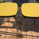 Duo of vintage formica mustard yellow stools